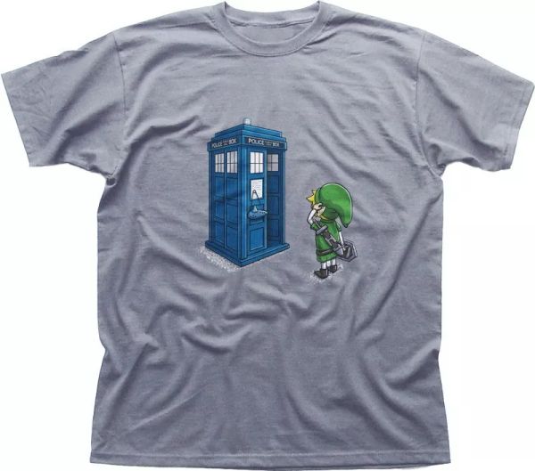 legend of zelda inspired ocarina vs tardis printed cotton t-shirt fn9730, White;black
legend of zelda inspired ocarina vs tardis printed cotton t-shirt fn9730, White;black
