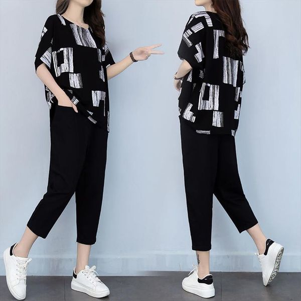 summer plus size 5xl womenpant set short sleeve fashion printed pants suits casual 2 piece sets womens outfits y179, White
summer plus size 5xl womenpant set short sleeve fashion printed pants suits casual 2 piece sets womens outfits y179, White