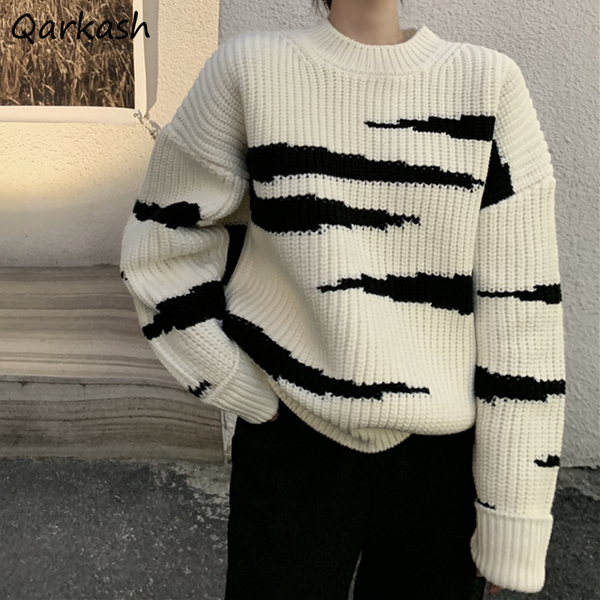 zebra striped pullovers women o-neck fashion popular chic females casual streetwear classic ulzzang knit sweater outwear, White;black
zebra striped pullovers women o-neck fashion popular chic females casual streetwear classic ulzzang knit sweater outwear, White;black