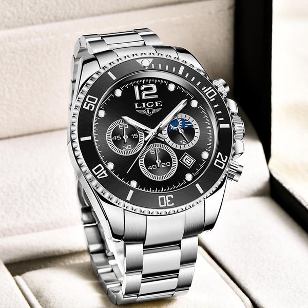 wristwatches fashion men watch lige stainless steel waterproof quartz watches for sport date wrist male+box, Slivery;brown
wristwatches fashion men watch lige stainless steel waterproof quartz watches for sport date wrist male+box, Slivery;brown