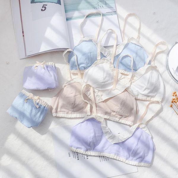 bras sets cute solid color japanese comfortable cotton bra & panties set soft sister underwear sleep intimates kawaii lolita 4 colors, Red;black 
bras sets cute solid color japanese comfortable cotton bra & panties set soft sister underwear sleep intimates kawaii lolita 4 colors, Red;black