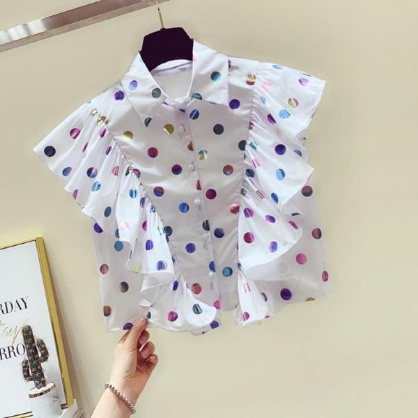 women's blouses & shirts summer women blouse shirt dot printed ruffles sleeveless blusas, White
women's blouses & shirts summer women blouse shirt dot printed ruffles sleeveless blusas, White