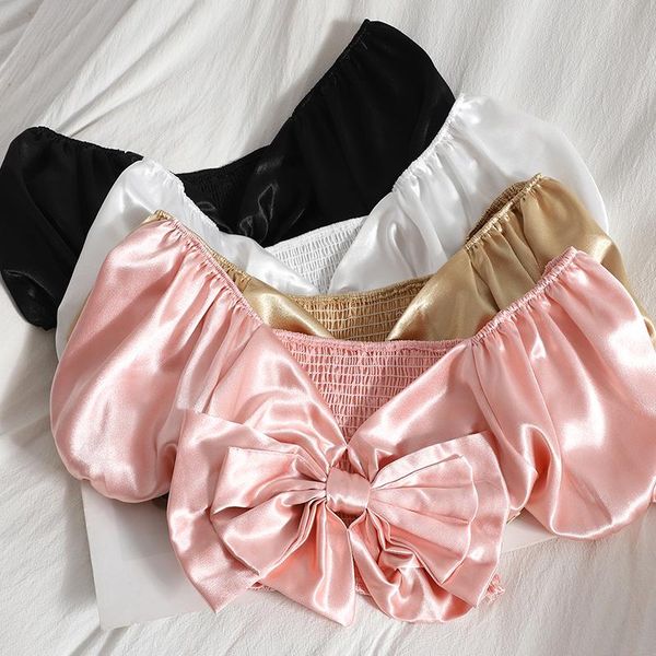 women's blouses & shirts v-neck off shoulder backless short mujer elegant bow tie satin blouse women summer puff sleeve pink white
women's blouses & shirts v-neck off shoulder backless short mujer elegant bow tie satin blouse women summer puff sleeve pink white