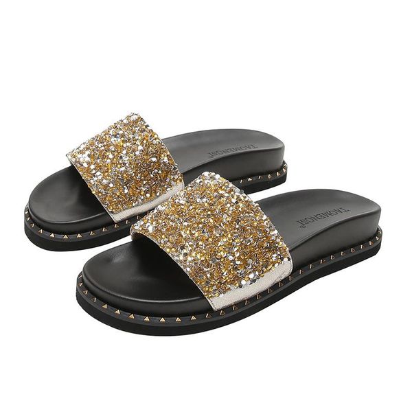 crystal glitter muffin slippers platform women flat heel shoes beach outdoor open toe lolita slipper female rivet slides, Black
crystal glitter muffin slippers platform women flat heel shoes beach outdoor open toe lolita slipper female rivet slides, Black