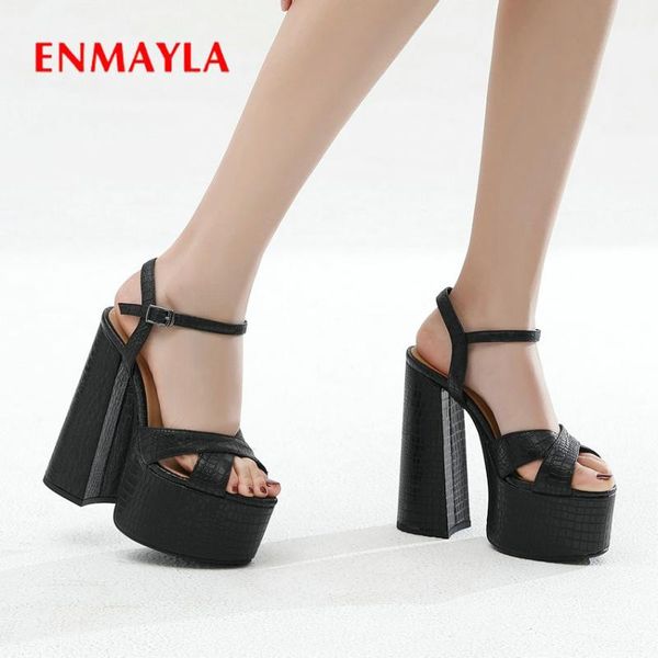 dress shoes enmayla genuine leather buckle strap luxury women fashion 2021 summer platform sandals sewing square heel, Black
dress shoes enmayla genuine leather buckle strap luxury women fashion 2021 summer platform sandals sewing square heel, Black