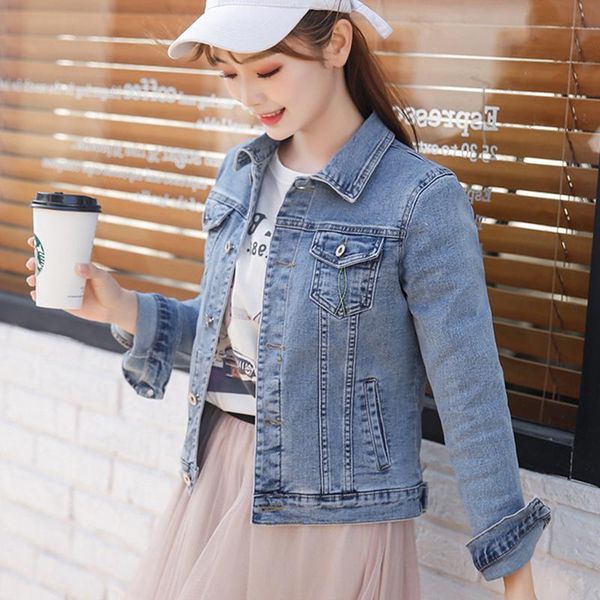 denim jacket ladies all-match slim stretch short casual blue women's jackets, Black;brown 
denim jacket ladies all-match slim stretch short casual blue women's jackets, Black;brown
