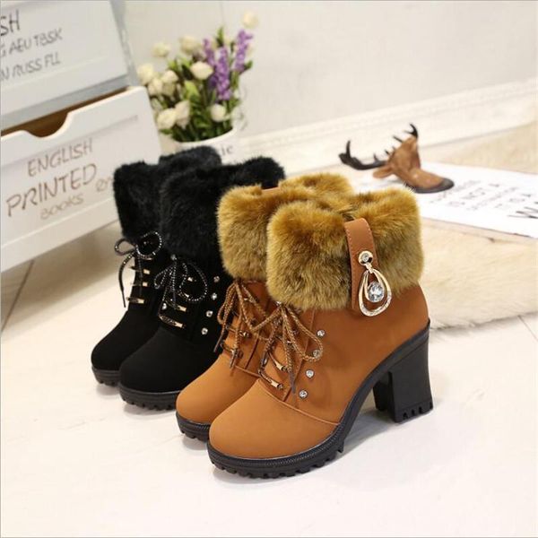 boots high heel winter shoes women fashion women's plush warm fur ladies brand ankle crystal, Black
boots high heel winter shoes women fashion women's plush warm fur ladies brand ankle crystal, Black