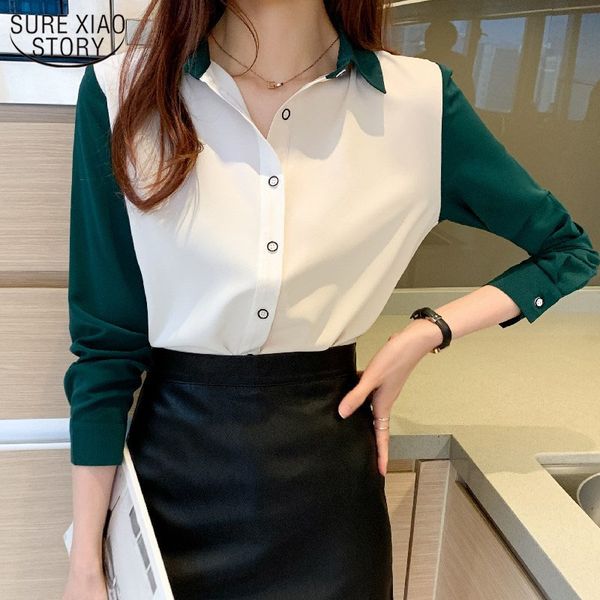 autumn korean long sleeved chiffon shirt women splicing color singel breasted women's blouse lapel female blusas 11987 210508, White
autumn korean long sleeved chiffon shirt women splicing color singel breasted women's blouse lapel female blusas 11987 210508, White