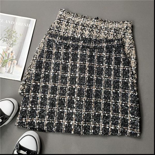 korean plaid women skirt sequins slim skirts autumn high waist vintage a line woolen female with shorts, Black
korean plaid women skirt sequins slim skirts autumn high waist vintage a line woolen female with shorts, Black