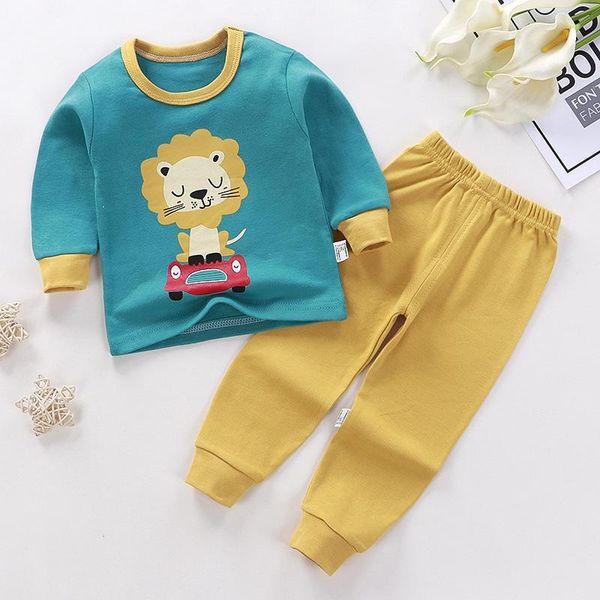cotton children's long sleeve 2-piece pajamas set underwear baby breathable comfortable kids casual clothes boy girl women's sleep, Black;red