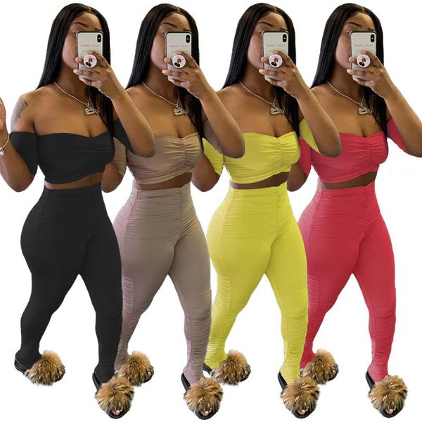 women's two piece pants stacked legging set boob tube navel pleated 2piece women outfit tracksuit ruched s-2xl by dhl, White
women's two piece pants stacked legging set boob tube navel pleated 2piece women outfit tracksuit ruched s-2xl by dhl, White