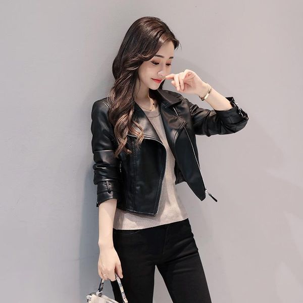 women's leather & faux jacket spring autumn jackets for women clothes 2021 casual trench coat female chaqueta mujer fm0213006, Black
women's leather & faux jacket spring autumn jackets for women clothes 2021 casual trench coat female chaqueta mujer fm0213006, Black