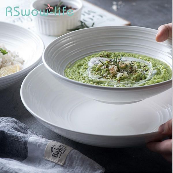 solid color striped dishware simple ceramic dish household salad deep round plate for kitchen diner dishes & plates
solid color striped dishware simple ceramic dish household salad deep round plate for kitchen diner dishes & plates