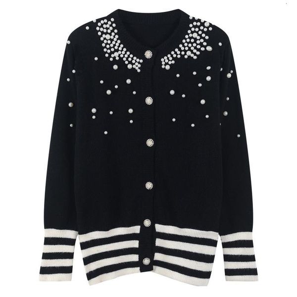 women's jackets pearl beaded cardigan sweater autumn and winter casual black o-neck striped single-breasted women 0imp, Black;brown
women's jackets pearl beaded cardigan sweater autumn and winter casual black o-neck striped single-breasted women 0imp, Black;brown