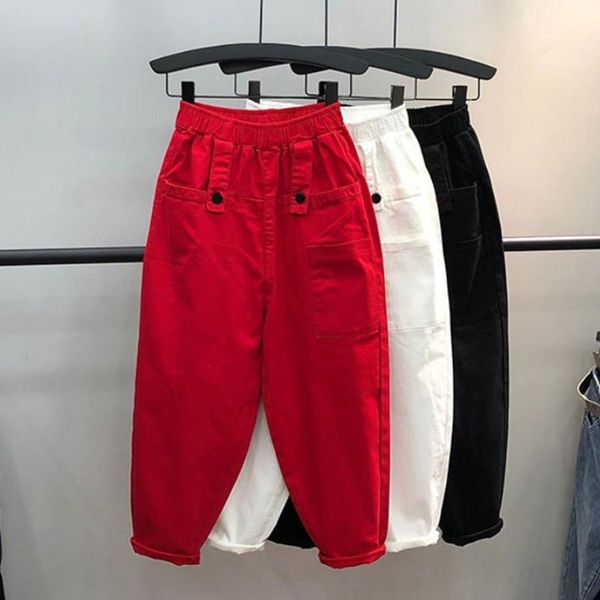 women's jeans summer korea style women casual ankle-length high waist harem pants loose pocket design elastic woman a21, Blue
women's jeans summer korea style women casual ankle-length high waist harem pants loose pocket design elastic woman a21, Blue