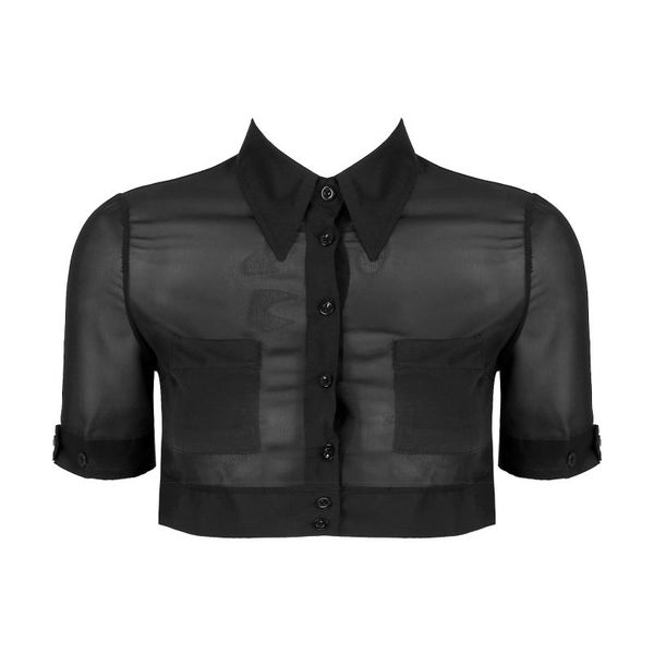 bras sets women see through crop short sleeve slim fit shirts clubwear turn-down collar button chiffon cropped shirt with pockets, Red;black
bras sets women see through crop short sleeve slim fit shirts clubwear turn-down collar button chiffon cropped shirt with pockets, Red;black