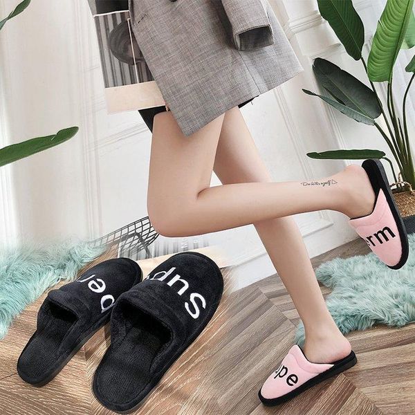 slippers autumn and winter cotton floor home non-slip indoor, Black