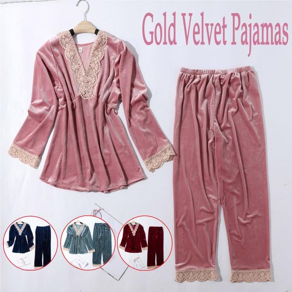 women's tracksuits solid v-neck nightgown gold velvet embroidered lace pajamas sets long sleeve shirt trousers loungewear, Gray
women's tracksuits solid v-neck nightgown gold velvet embroidered lace pajamas sets long sleeve shirt trousers loungewear, Gray