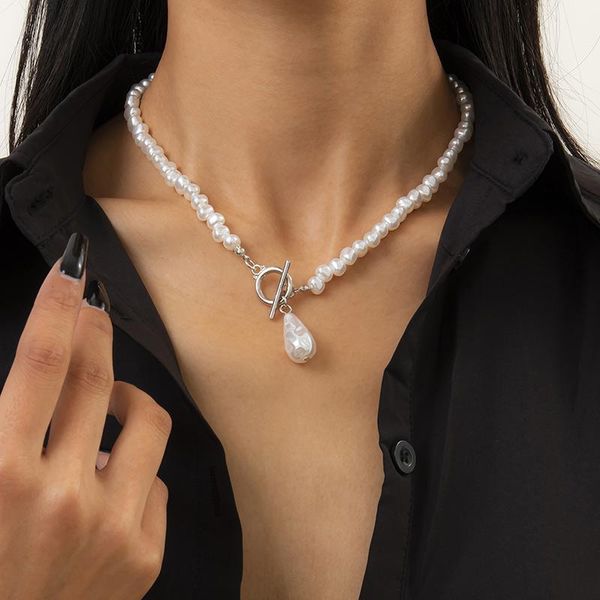 pendant necklaces imitation pearl necklace bohemian water drop shaped women's hip hop chain gift jewelry, Silver
pendant necklaces imitation pearl necklace bohemian water drop shaped women's hip hop chain gift jewelry, Silver