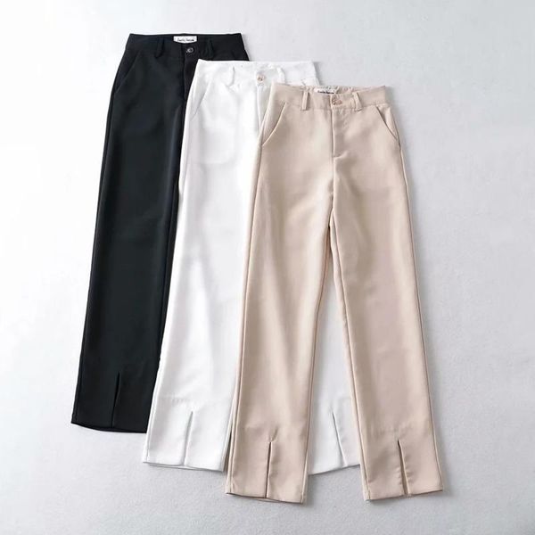 spring fashion high waist split white casual pants korean simple loose straight trousers go6a women's & capris, Black;white
spring fashion high waist split white casual pants korean simple loose straight trousers go6a women's & capris, Black;white
