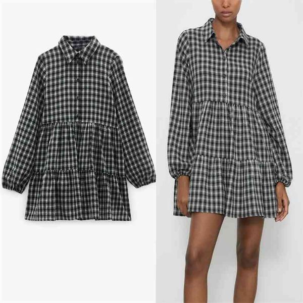 check shirt dress women long sleeve elegant ruffle hem short gray es woman chic front button plaid casual 210524, Black;gray
check shirt dress women long sleeve elegant ruffle hem short gray es woman chic front button plaid casual 210524, Black;gray