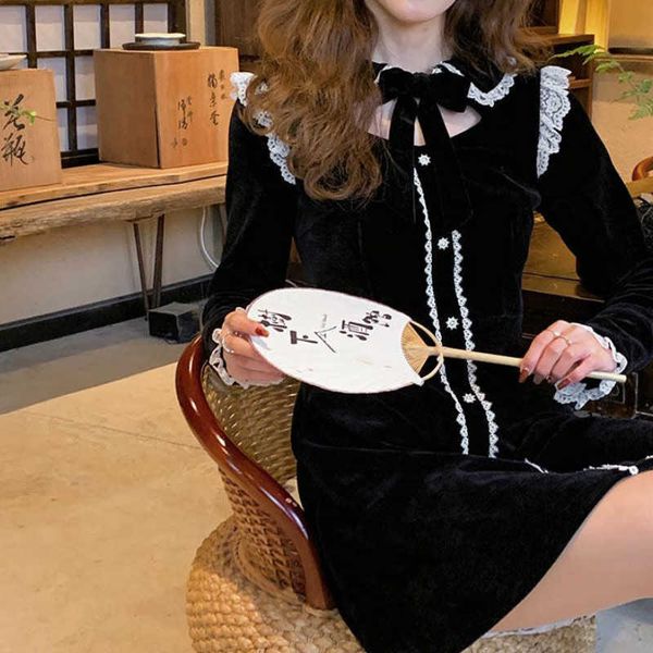 casual dresses french vintage mini women fashion evening party black female long sleeve lace bow korean spring qxf2, Black;gray
casual dresses french vintage mini women fashion evening party black female long sleeve lace bow korean spring qxf2, Black;gray
