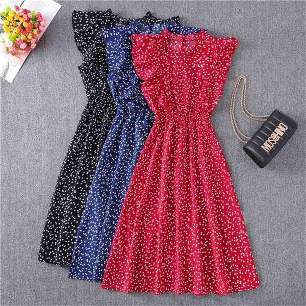 red chiffon dresses women elegant butterfly sleeve dot print ruffles summer fashion o neck elastic waist a line 210522, Black;gray
red chiffon dresses women elegant butterfly sleeve dot print ruffles summer fashion o neck elastic waist a line 210522, Black;gray