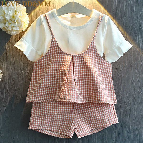 love dd&mm girls sets summer children's clothing girls fashion t-shirt + suspenders + shorts plaid three-piece suit 210715, White
love dd&mm girls sets summer children's clothing girls fashion t-shirt + suspenders + shorts plaid three-piece suit 210715, White