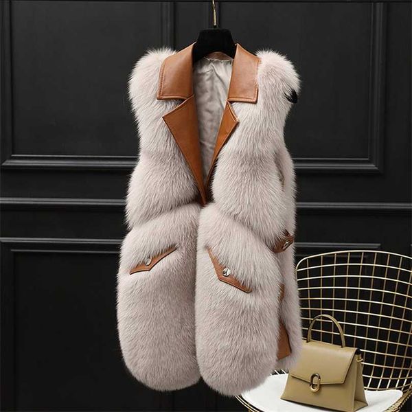 women elegant sleeveless fur vest fashion warm retro spliced waistcoat single breasted gilet coat streetwear 211123, Black 
women elegant sleeveless fur vest fashion warm retro spliced waistcoat single breasted gilet coat streetwear 211123, Black