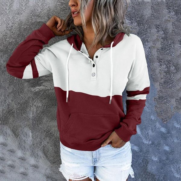 women's hoodies & sweatshirts 40# bicolor hooded sweatshirt women button down drawstring pocket casual long sleeve v neck kawaii hood h, Black
women's hoodies & sweatshirts 40# bicolor hooded sweatshirt women button down drawstring pocket casual long sleeve v neck kawaii hood h, Black