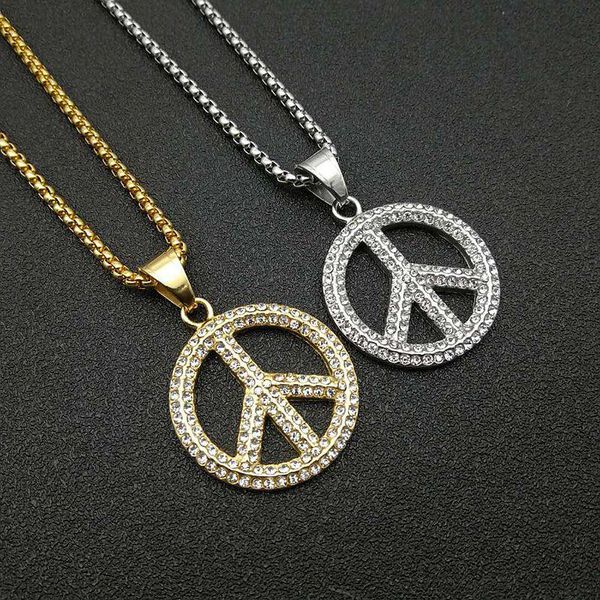 pendant necklaces cz rhinestone peace necklace for men women stainless steel long sweater 2021 hipple hip-hop jewelry, Silver
pendant necklaces cz rhinestone peace necklace for men women stainless steel long sweater 2021 hipple hip-hop jewelry, Silver