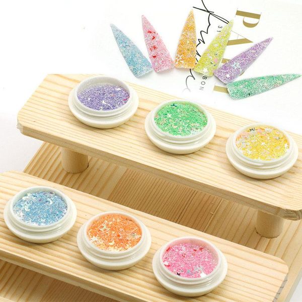nail glitter 6 colors symphony holographic powder moon star strip sequins flakes for art decoration sparkle, Silver;gold
nail glitter 6 colors symphony holographic powder moon star strip sequins flakes for art decoration sparkle, Silver;gold