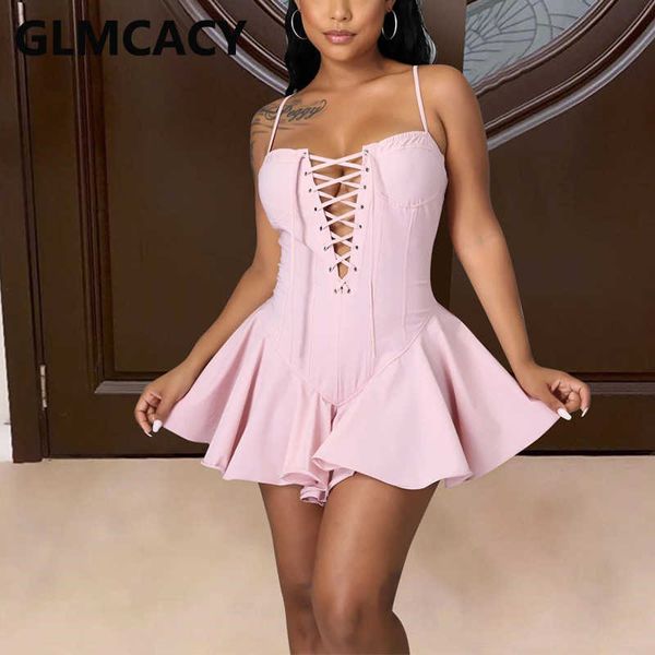 spaghetti strap lace up front skater dress pink sweet chic summer dresses 210702, Black;gray
spaghetti strap lace up front skater dress pink sweet chic summer dresses 210702, Black;gray
