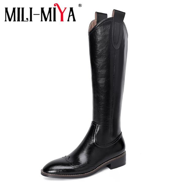 boots mili-miya genuine leather western cowboy knee high for women chunky low heels zipper wild shoes, Black
boots mili-miya genuine leather western cowboy knee high for women chunky low heels zipper wild shoes, Black