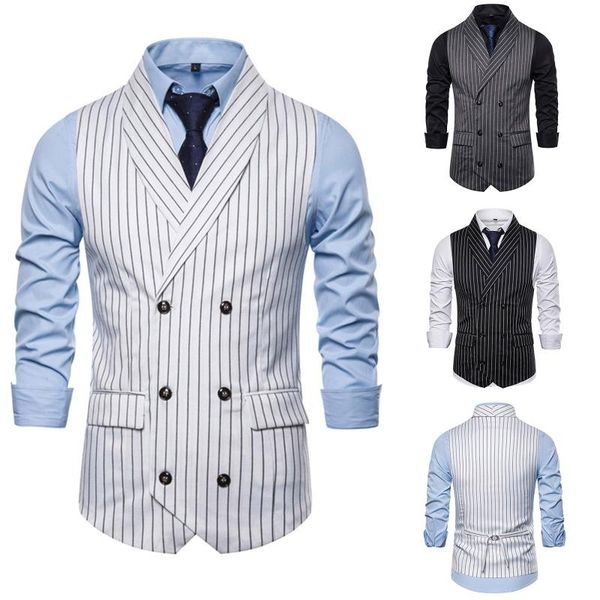 men's vests men plus size classic formal business striped suit vest single breasted waistcoat sleeveless blazer, Black;white
men's vests men plus size classic formal business striped suit vest single breasted waistcoat sleeveless blazer, Black;white