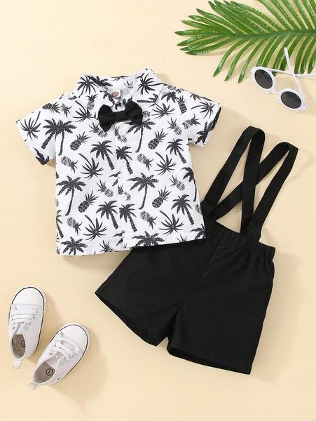 baby pineapple & coconut tree print bow front shirt & suspender shorts she, White
baby pineapple & coconut tree print bow front shirt & suspender shorts she, White