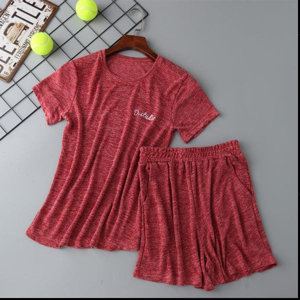 cotton pajamas solid pijamas summer women sleepwear short sleeve t shirt and shorts 2 pieces set home clothes, Black;red
cotton pajamas solid pijamas summer women sleepwear short sleeve t shirt and shorts 2 pieces set home clothes, Black;red