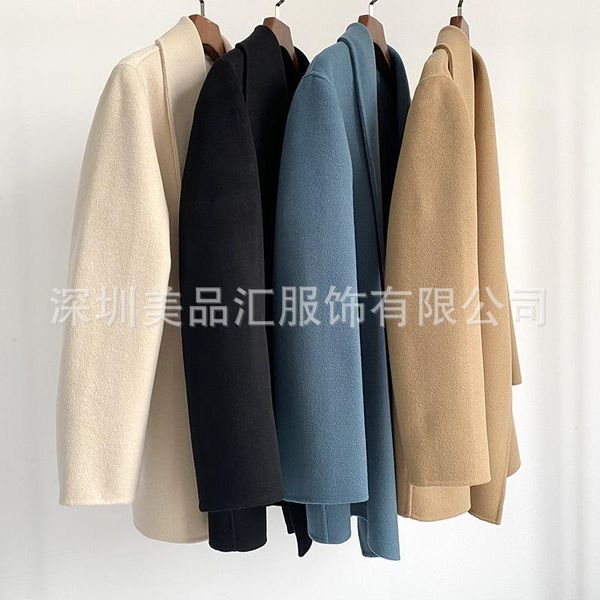 women's wool & blends synchronized style cashmere coat clothing 20 autumn and winter temperament double faced woolen, Black
women's wool & blends synchronized style cashmere coat clothing 20 autumn and winter temperament double faced woolen, Black