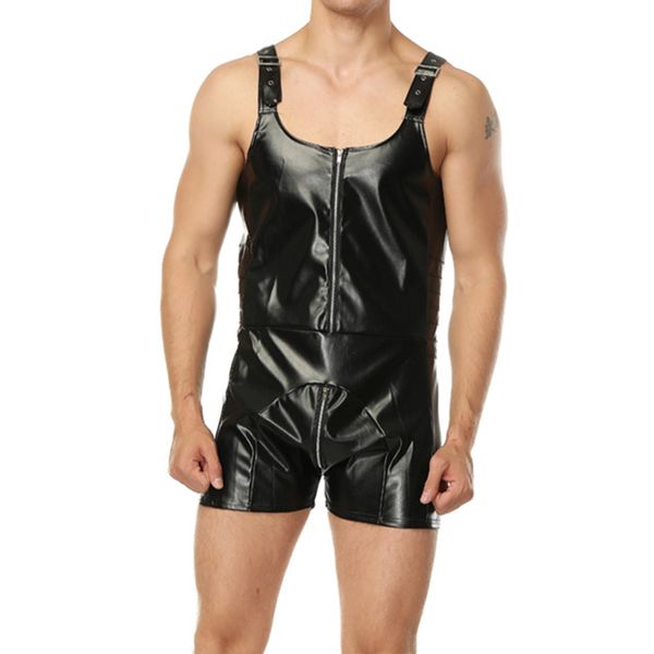 catsuit costumes men faux leather bodysuit one piece wrestling singlet pu catsuit front zipper crotch zipper sleeveless bodysuits fetish cos, Black
catsuit costumes men faux leather bodysuit one piece wrestling singlet pu catsuit front zipper crotch zipper sleeveless bodysuits fetish cos, Black