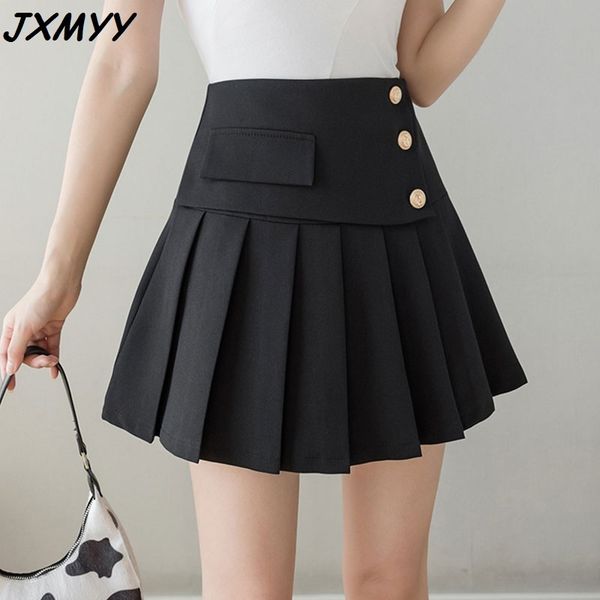 pleated short female summer retro a-line student all-match button irregular skirt jxmyy 210412, Black
pleated short female summer retro a-line student all-match button irregular skirt jxmyy 210412, Black