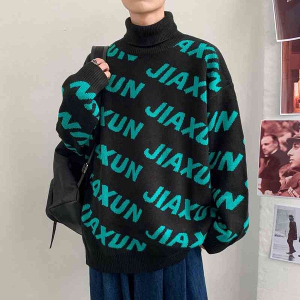 men's sweaters winter letter turtleneck sweater warm fashion casual knitted pullover men loose korean knitting mens clothes zkkg, White;black
men's sweaters winter letter turtleneck sweater warm fashion casual knitted pullover men loose korean knitting mens clothes zkkg, White;black