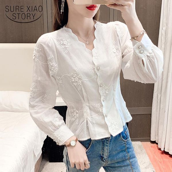 women's blouses & shirts 2021 summer stereoscopic embroidered white pure cotton blouse floral long sleeve shirt fashion lady's 138
women's blouses & shirts 2021 summer stereoscopic embroidered white pure cotton blouse floral long sleeve shirt fashion lady's 138
