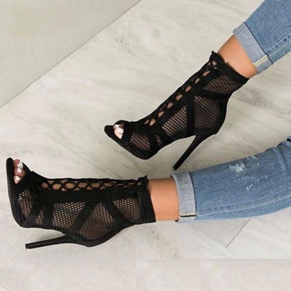fashion black summer sandals lace up cross-tied peep toe high heel ankle strap net surface hollow out dress shoes
fashion black summer sandals lace up cross-tied peep toe high heel ankle strap net surface hollow out dress shoes