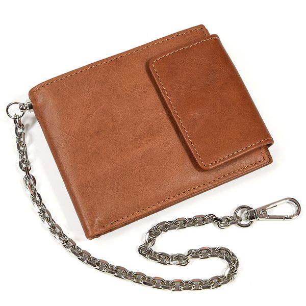 new creative men's crazy horse leather zipper short wallet iron chain anti-theft multi-card coin pocket, Red;black
new creative men's crazy horse leather zipper short wallet iron chain anti-theft multi-card coin pocket, Red;black