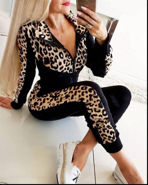 women autumn womens tracksuits 2pcs suit leopard splicing turn down collar long sleeve zipper and high waist skinny pants 2, Gray
women autumn womens tracksuits 2pcs suit leopard splicing turn down collar long sleeve zipper and high waist skinny pants 2, Gray