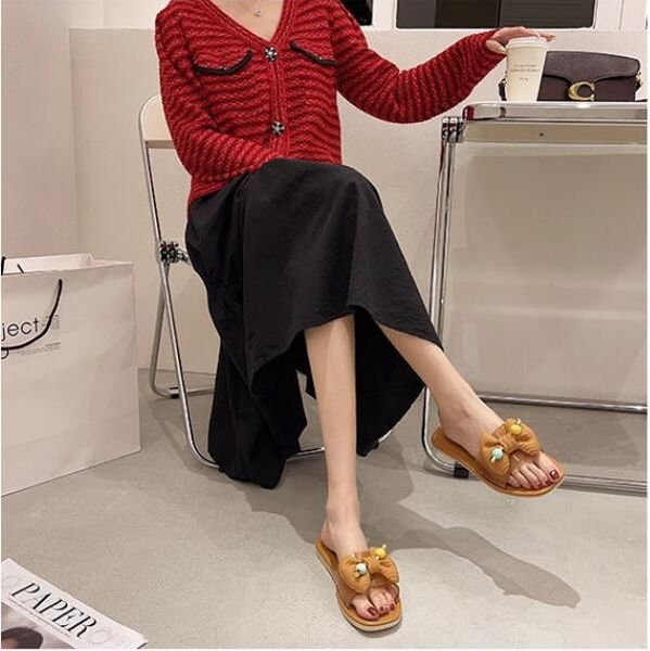 outdoor wear 2021 bow slippers women's summer wear fashion leisure trend one word sandals here, Black
outdoor wear 2021 bow slippers women's summer wear fashion leisure trend one word sandals here, Black