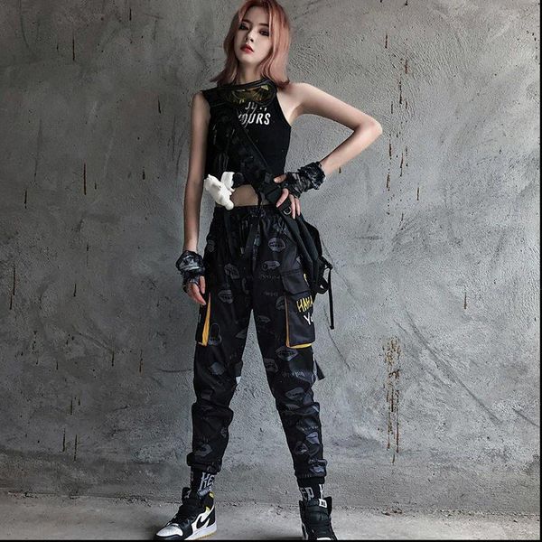 casual women pants cargo fashion pocket patchwork trousers high waist punk hip hop autumn dance streetwear men, Black;white
casual women pants cargo fashion pocket patchwork trousers high waist punk hip hop autumn dance streetwear men, Black;white