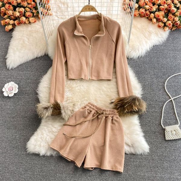 women's tracksuits woman sets long sleeve blouse women shirts crop +high waist shorts elastic drawstring two pieces, Gray
women's tracksuits woman sets long sleeve blouse women shirts crop +high waist shorts elastic drawstring two pieces, Gray