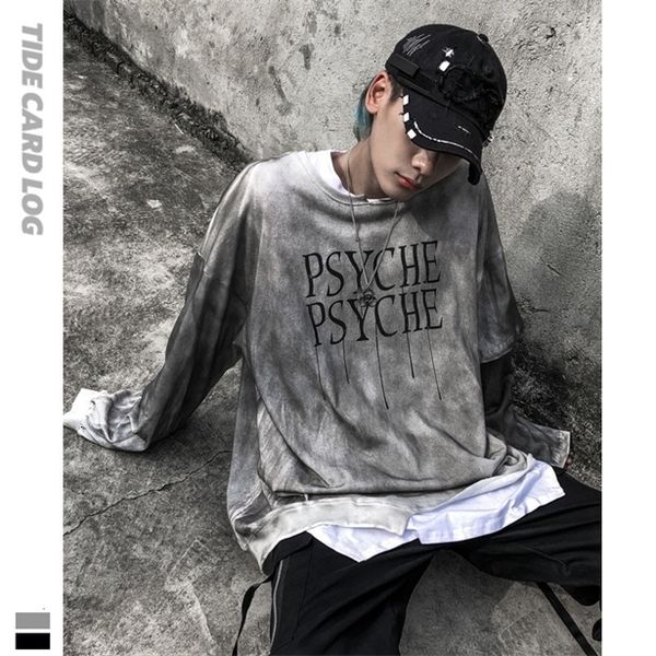 2021 tech fleecespray painted old irregular round neck long sleeve t-shirt high street dark department loose backing thin trendy brand men&#, Black
2021 tech fleecespray painted old irregular round neck long sleeve t-shirt high street dark department loose backing thin trendy brand men&#, Black