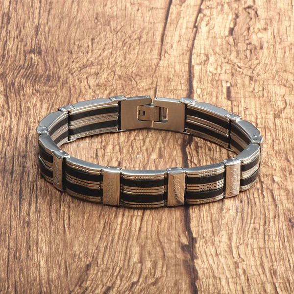 link, chain fashion stainless steel silicone bracelets biker bicycle motorcycle men jewelry accessories, Black
link, chain fashion stainless steel silicone bracelets biker bicycle motorcycle men jewelry accessories, Black